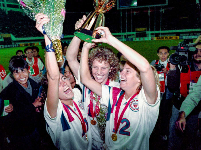 The U.S. celebrates after winning the first FIFA Women’s World Cup
